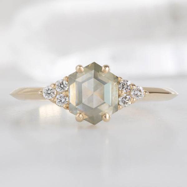 The Ivy Ring | 1.18ct Hexagon Green Diamond in 14K Yellow Gold