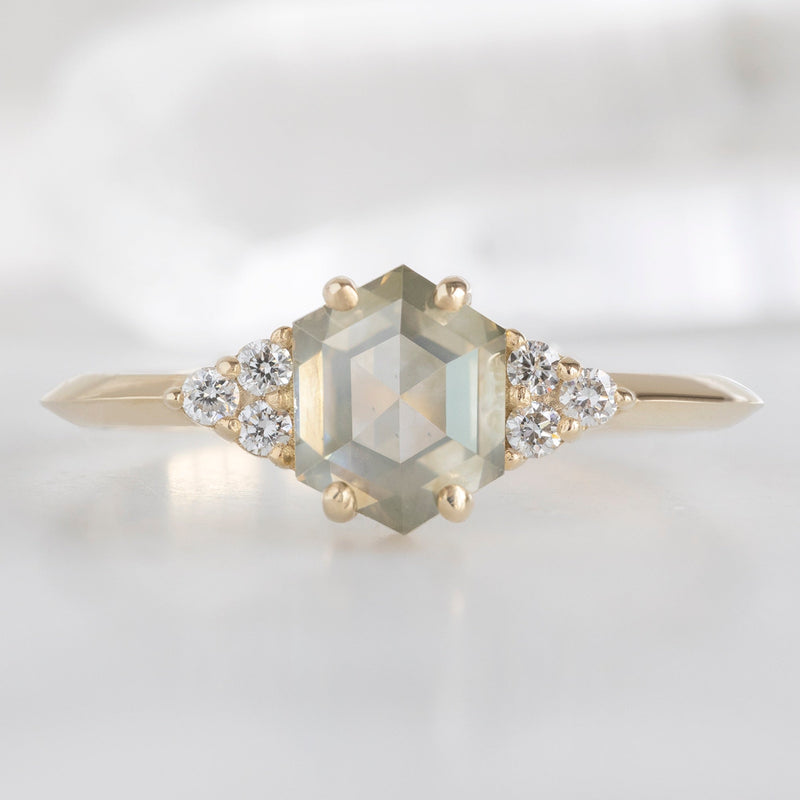 The Ivy Ring | 1.18ct Hexagon Green Diamond in 14K Yellow Gold