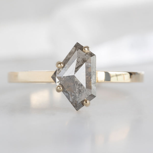 The Bryn Ring | 1.11ct Shield Salt and Pepper Diamond in 14K Yellow Gold