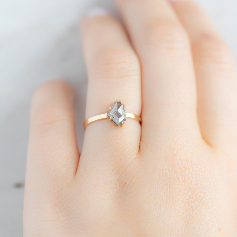 The Bryn Ring | 1.11ct Shield Salt and Pepper Diamond in 14K Yellow Gold