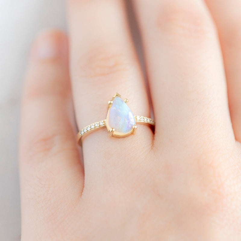 The Willow Ring | 1.15ct Pear Opal in 14K Yellow Gold