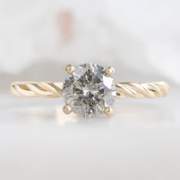 The Braided Ring | 1.01ct Round Salt and Pepper Diamond in 14K Yellow Gold