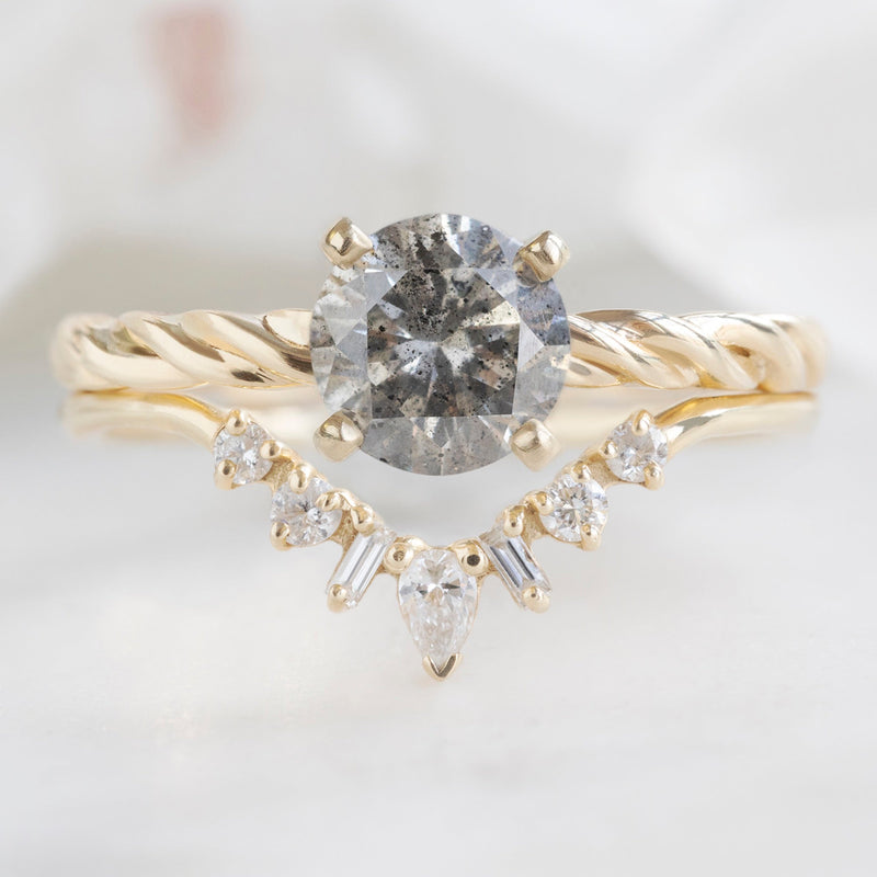 The Braided Ring | 1.01ct Round Salt and Pepper Diamond in 14K Yellow Gold