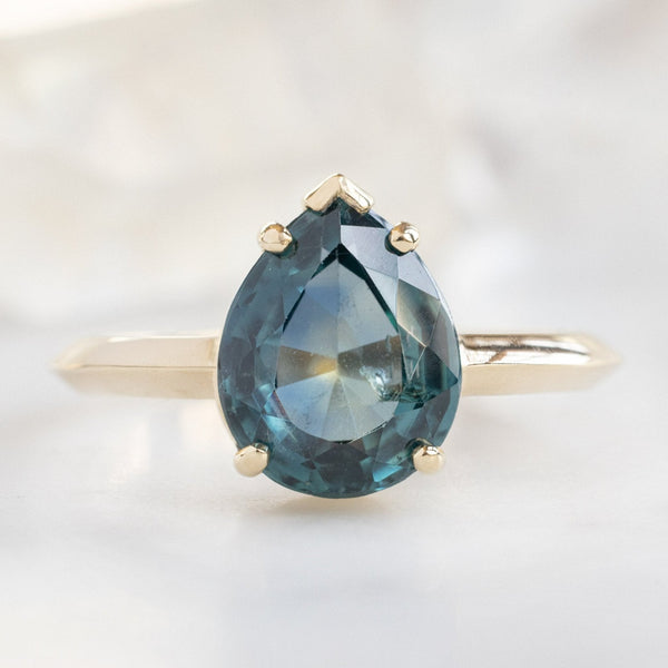 The Sage Ring | 2.88ct Pear Montana Sapphire in 14K Yellow Gold