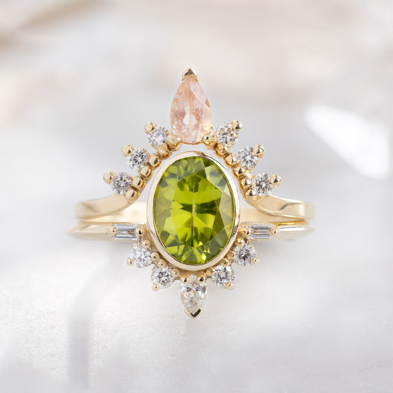 The Posy Ring | 1.36ct Oval Peridot in 14K Yellow Gold