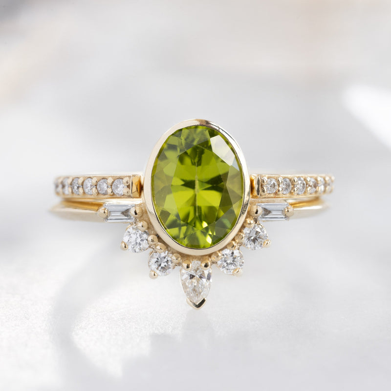 The Posy Ring | 1.36ct Oval Peridot in 14K Yellow Gold