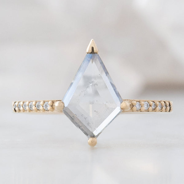 The Willow Ring | 0.95ct Lab Grown Grey Kite Diamond in 14K Yellow Gold