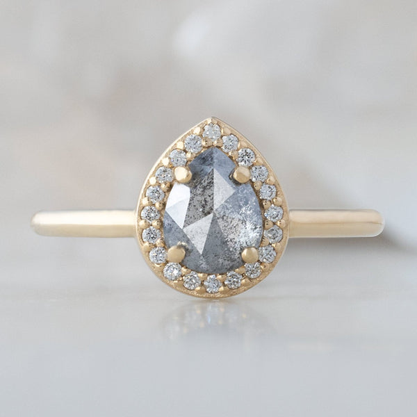 The Dahlia Ring | 0.78ct Rose Cut Grey Diamond in 14K Yellow Gold