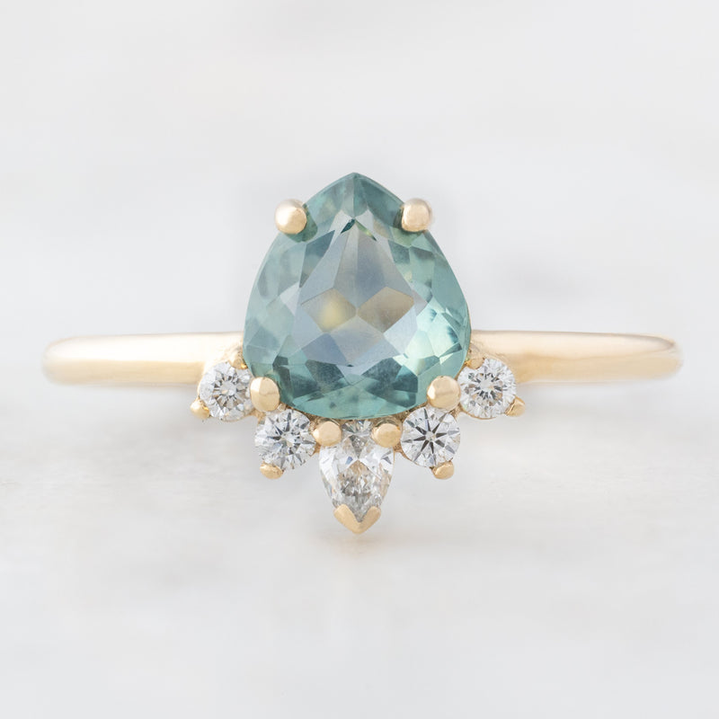 The Aster Ring with a 1.03ct Pear Cut Sapphire in 14K Yellow Gold