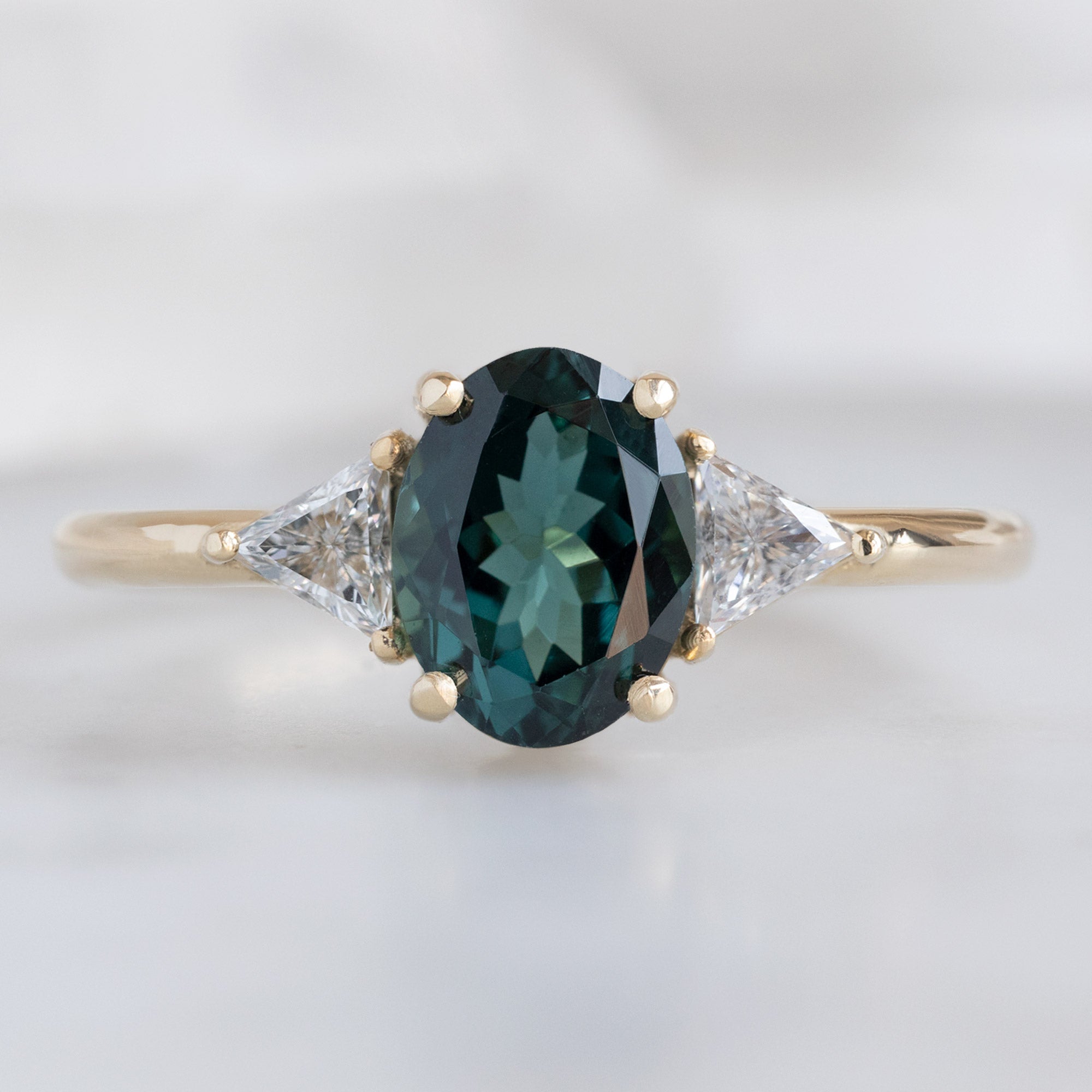 The Jade Ring | 1.49ct Oval Cut Tourmaline in 14K Yellow Gold