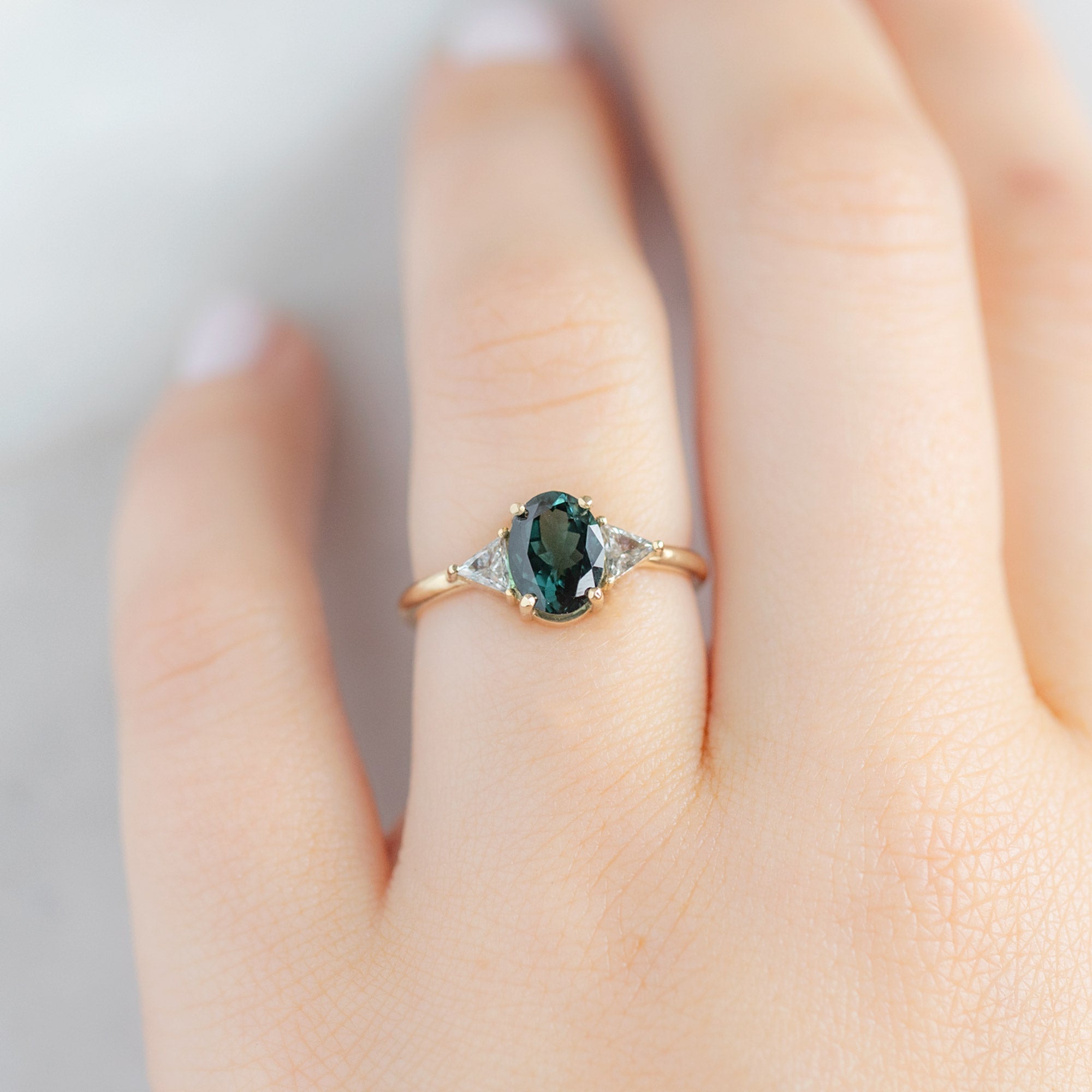 The Jade Ring | 1.49ct Oval Cut Tourmaline in 14K Yellow Gold