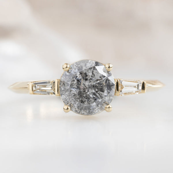 The Ash Ring | 1.22ct Round Salt and Pepper Diamond in 14K Yellow Gold