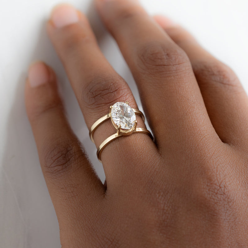 The Poppy Ring | 2.15ct Oval Cut Lab Grown Diamond in 14K Yellow Gold