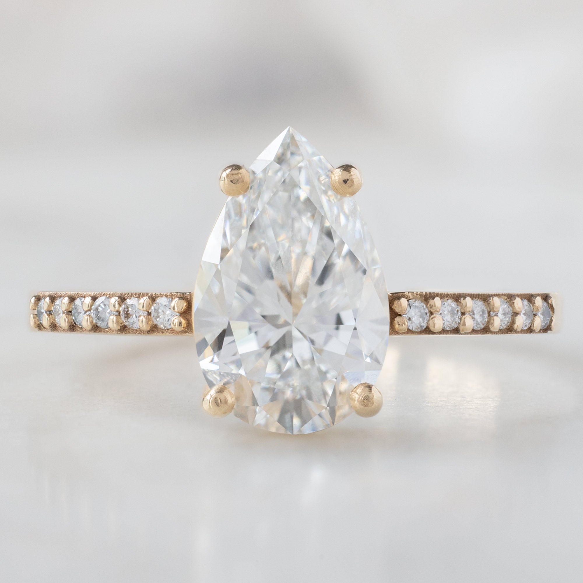 The Willow Ring | 1.50ct Pear Lab Grown White Diamond in 14k Yellow Gold