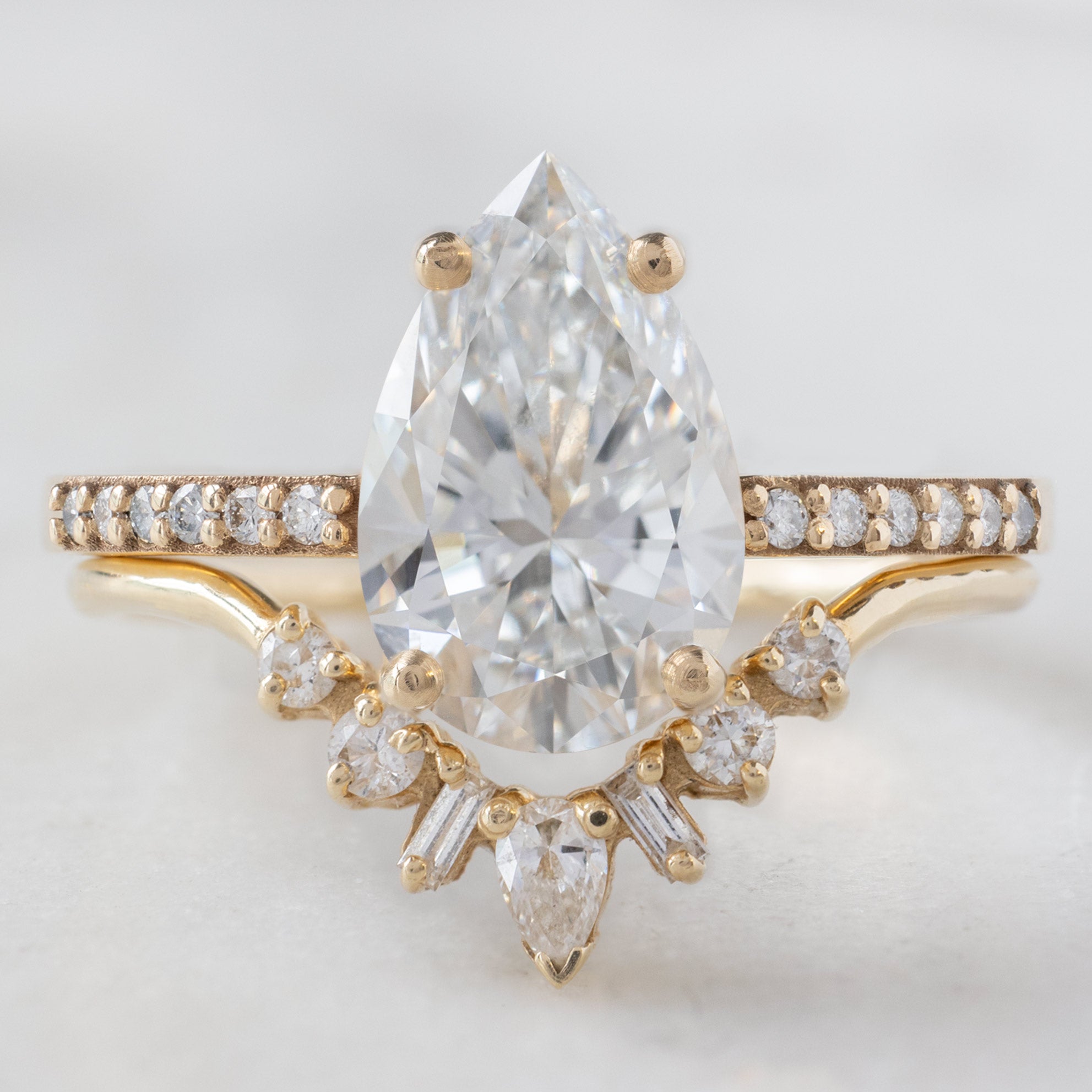 The Willow Ring | 1.50ct Pear Lab Grown White Diamond in 14k Yellow Gold