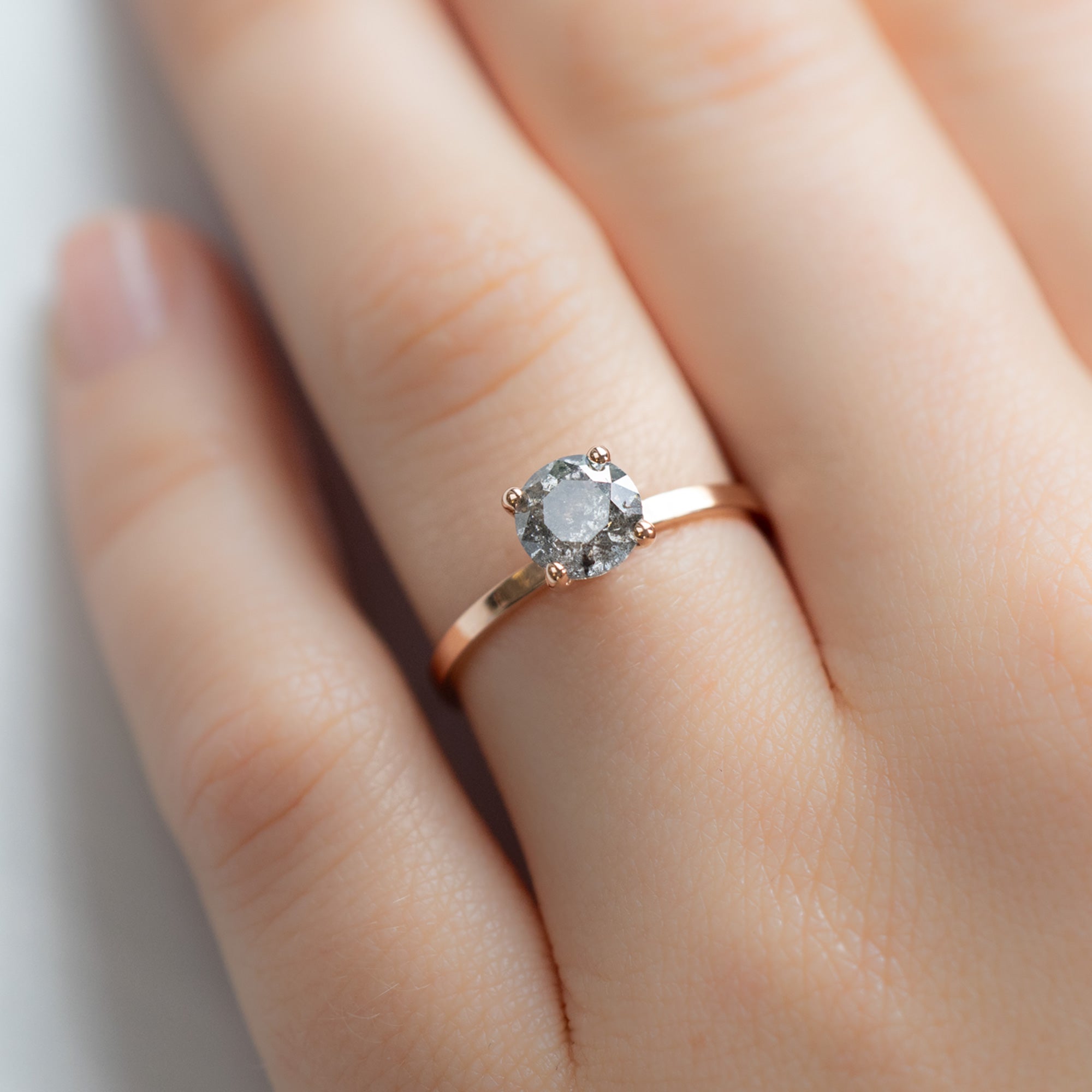 The Bryn Ring | 1.12ct Round Salt and Pepper Diamond in 14K Rose Gold