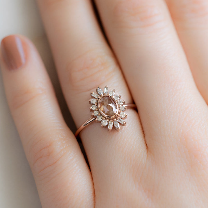 The Camellia Ring | 0.42ct Oval Red Diamond in 14K Rose Gold