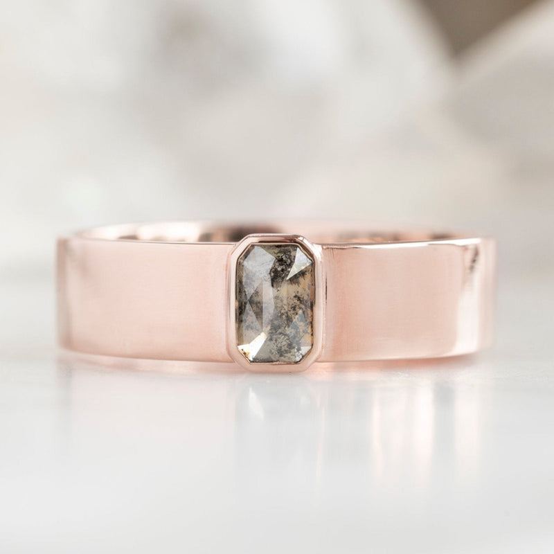 The Cigar Band | 0.38ct Emerald Salt and Pepper Diamond in 14K Rose Gold