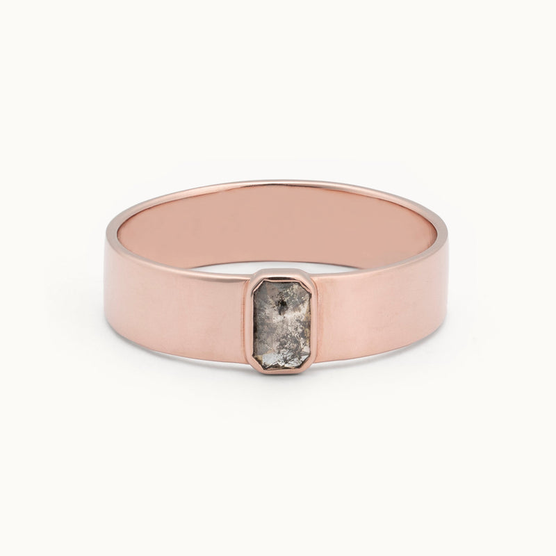 The Cigar Band | 0.38ct Emerald Salt and Pepper Diamond in 14K Rose Gold