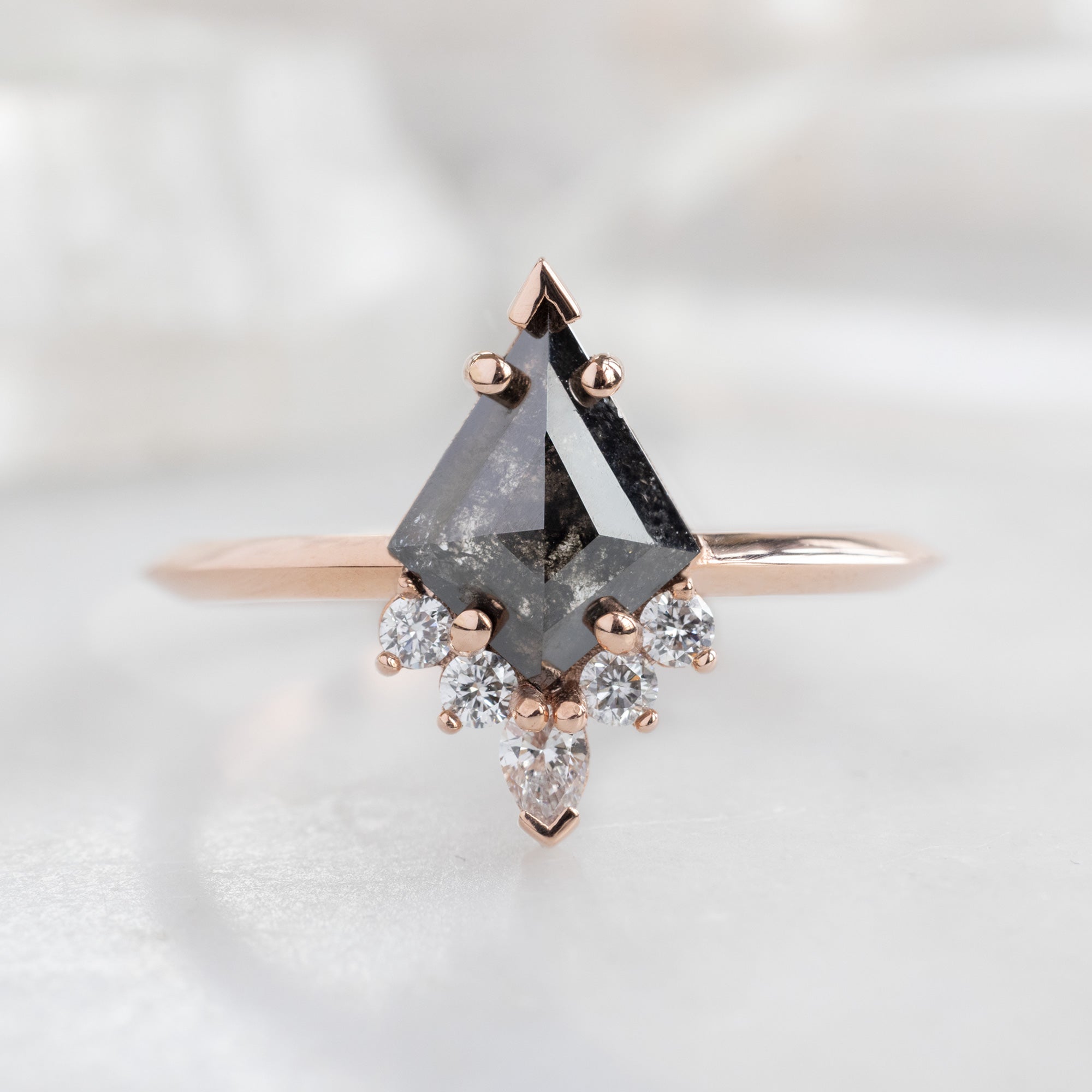 The Aster Ring | 0.81ct Kite Black Diamond in 14K Rose Gold