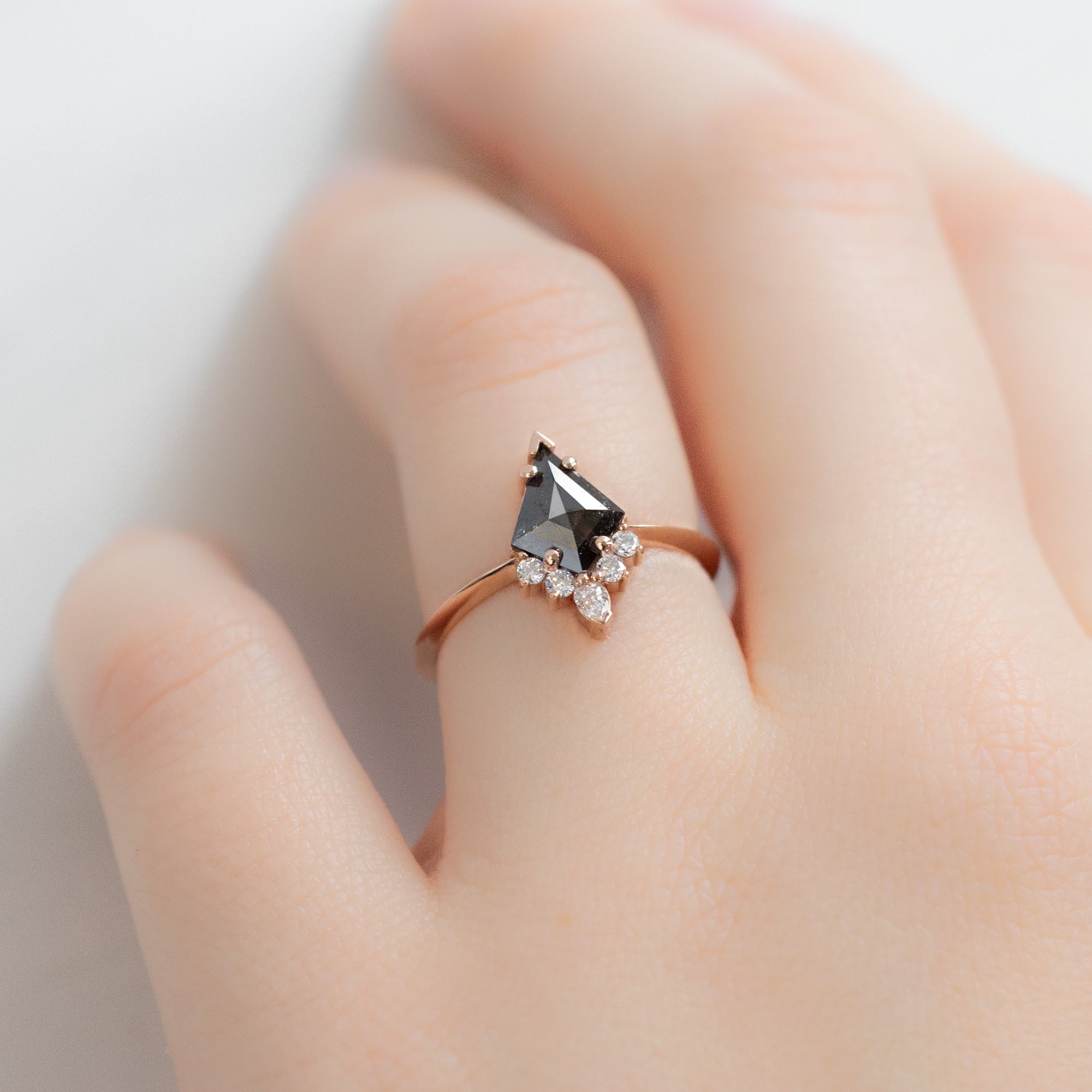 The Aster Ring | 0.81ct Kite Black Diamond in 14K Rose Gold