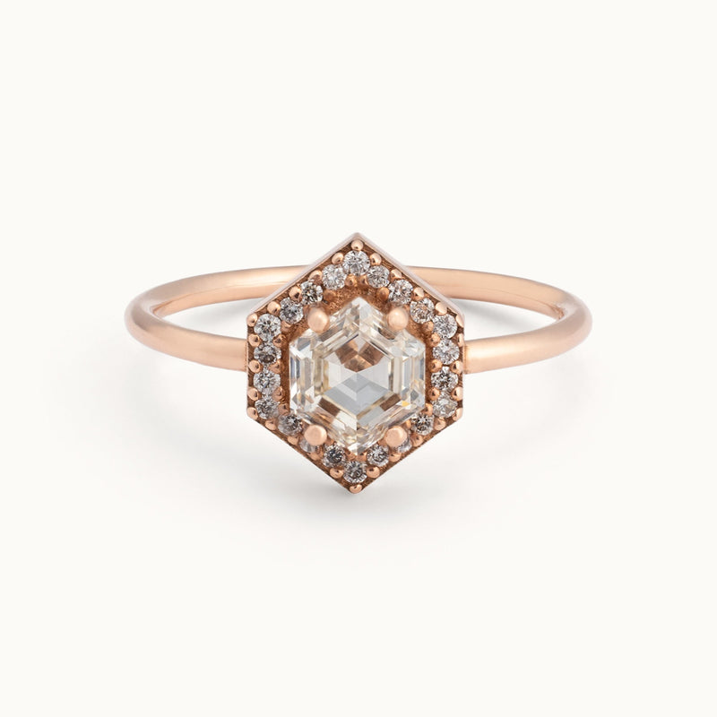 The Dahlia Ring | 0.77ct Hexagon Pink Diamond in 14K Rose Gold