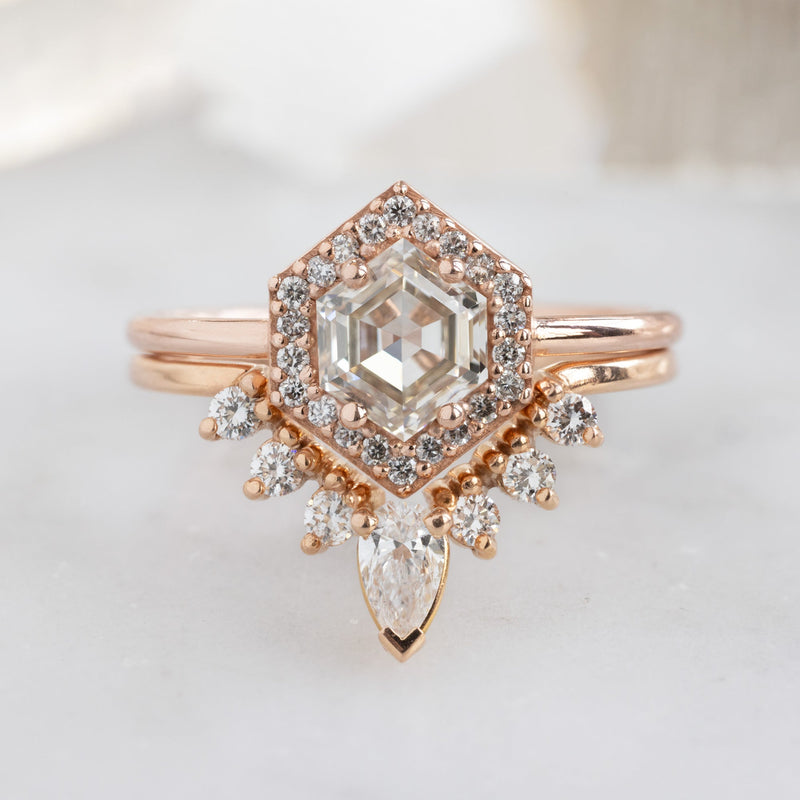 The Dahlia Ring | 0.77ct Hexagon Pink Diamond in 14K Rose Gold