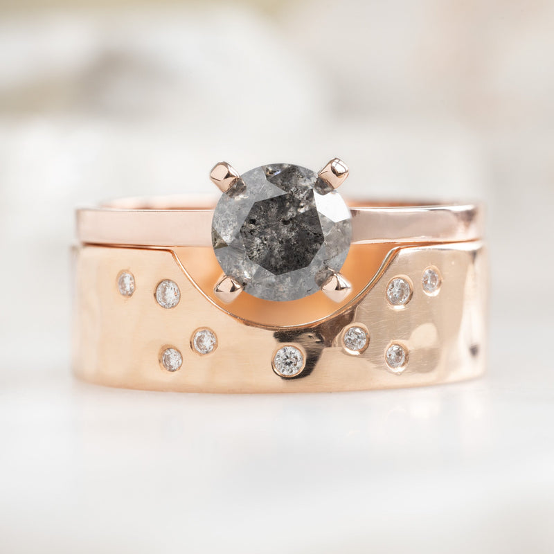 The Bryn Ring | 0.82ct Round Salt and Pepper Diamond in 14K Rose Gold