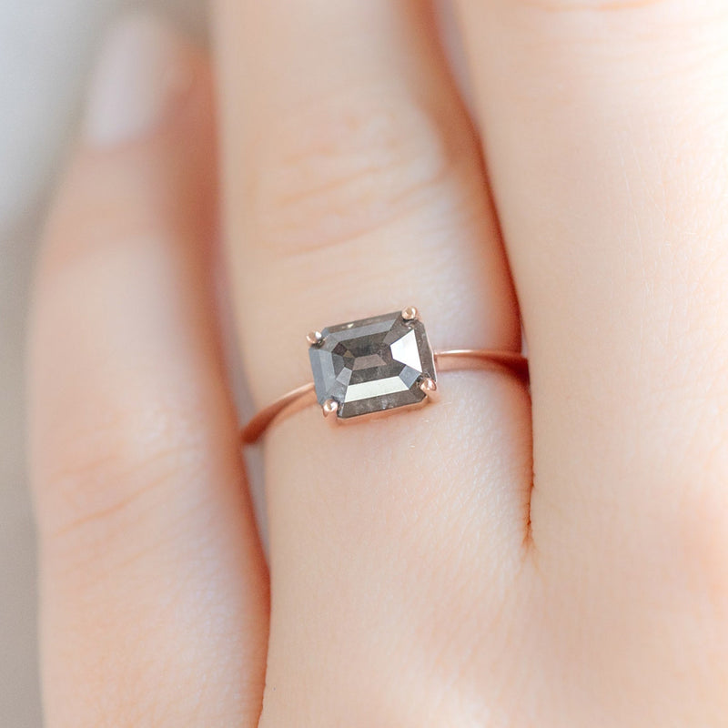 The Bryn Ring | 1.51ct Emerald Black Diamond in 14K Rose Gold