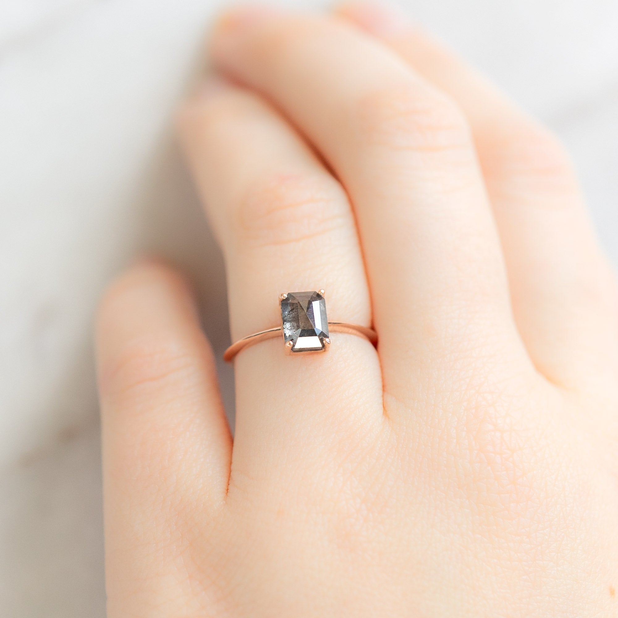 The Bryn Ring | 1.47ct Emerald Salt and Pepper Diamond in 14K Rose Gold