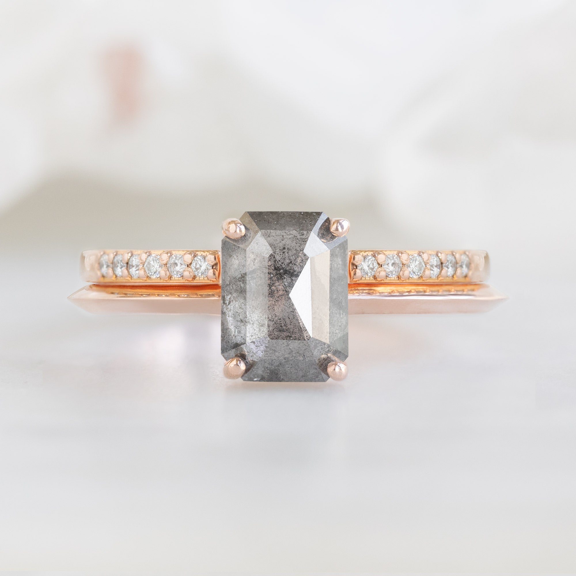 The Bryn Ring | 1.47ct Emerald Salt and Pepper Diamond in 14K Rose Gold