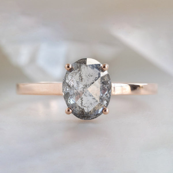 The Bryn Ring | 1.63ct Oval Salt and Pepper Diamond in 14K Rose Gold