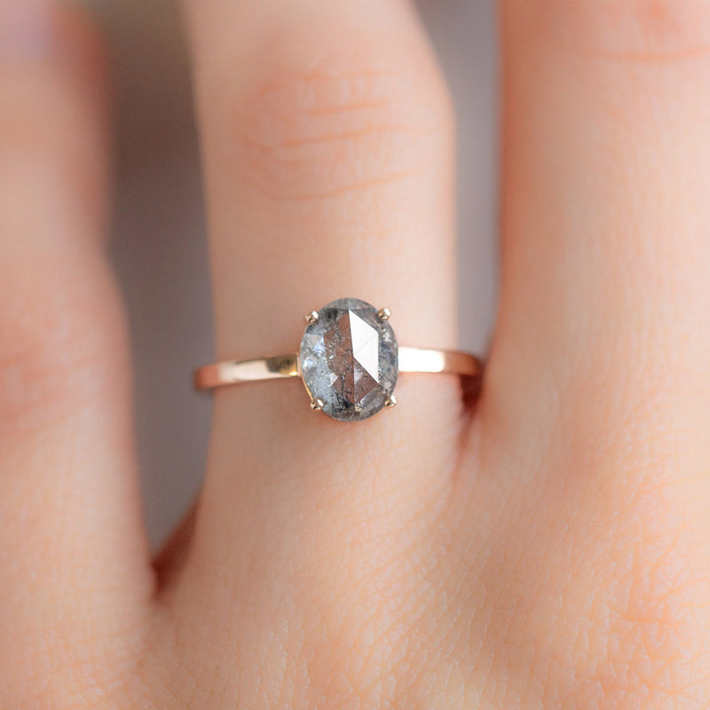 The Bryn Ring | 1.63ct Oval Salt and Pepper Diamond in 14K Rose Gold