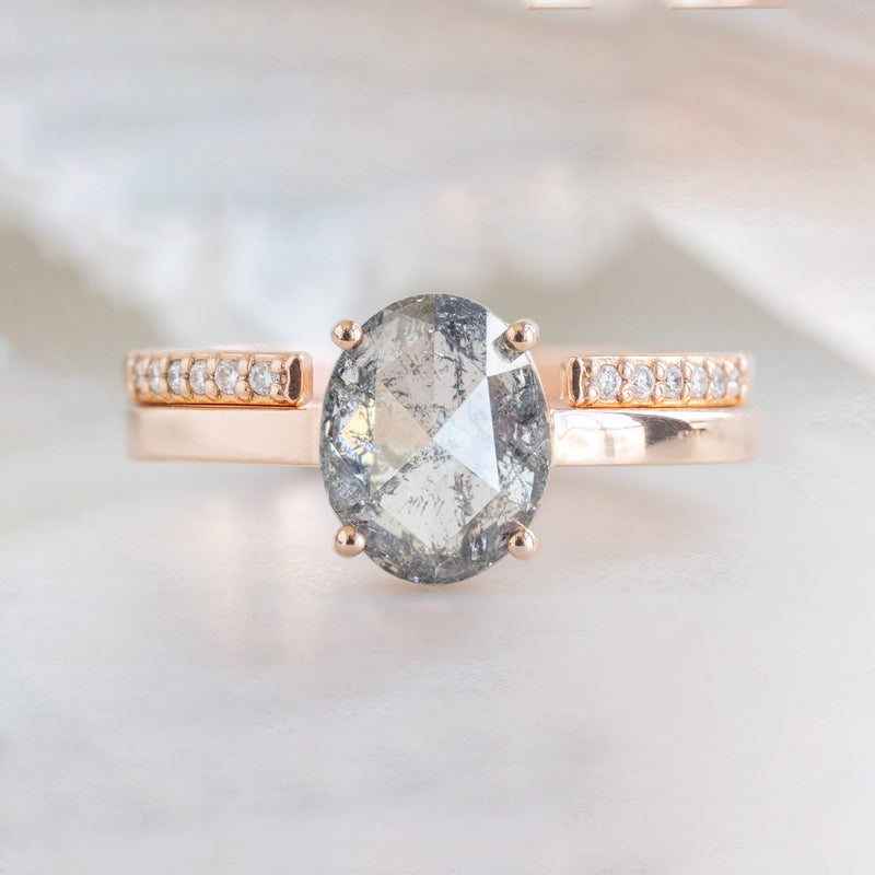 The Bryn Ring | 1.63ct Oval Salt and Pepper Diamond in 14K Rose Gold