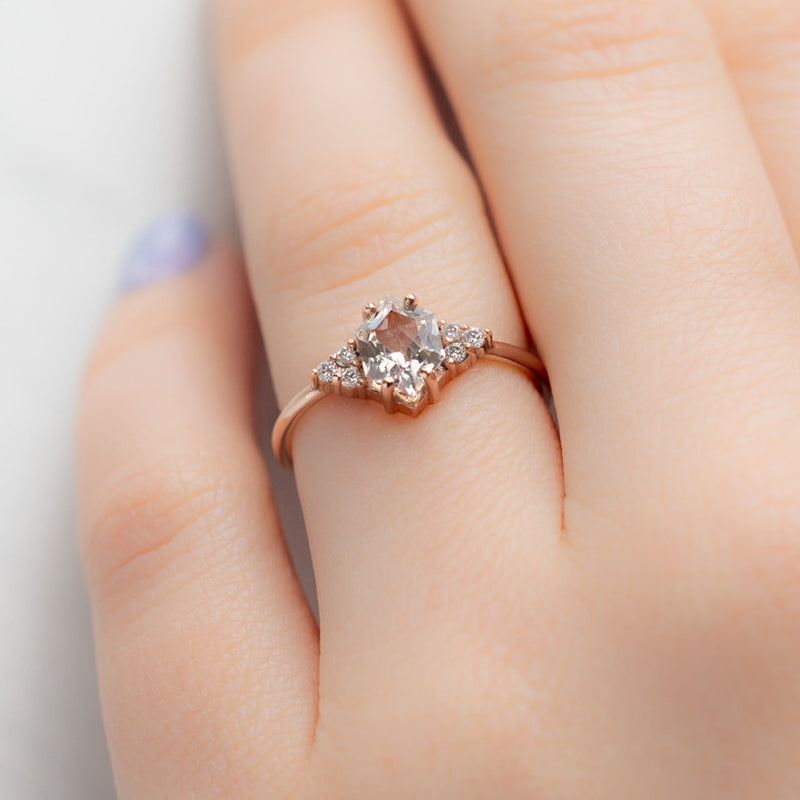 The Ivy Ring | 1.10ct Hexagon Peach Sapphire in 14K Rose Gold