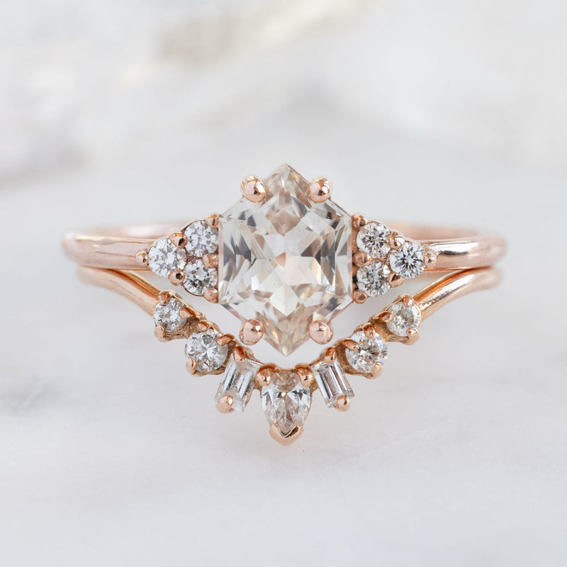 The Ivy Ring | 1.10ct Hexagon Peach Sapphire in 14K Rose Gold