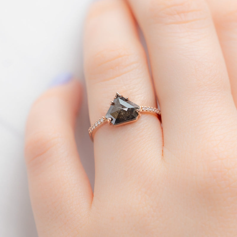 The Willow Ring | 1.10ct Shield Black Diamond in 14K Rose Gold