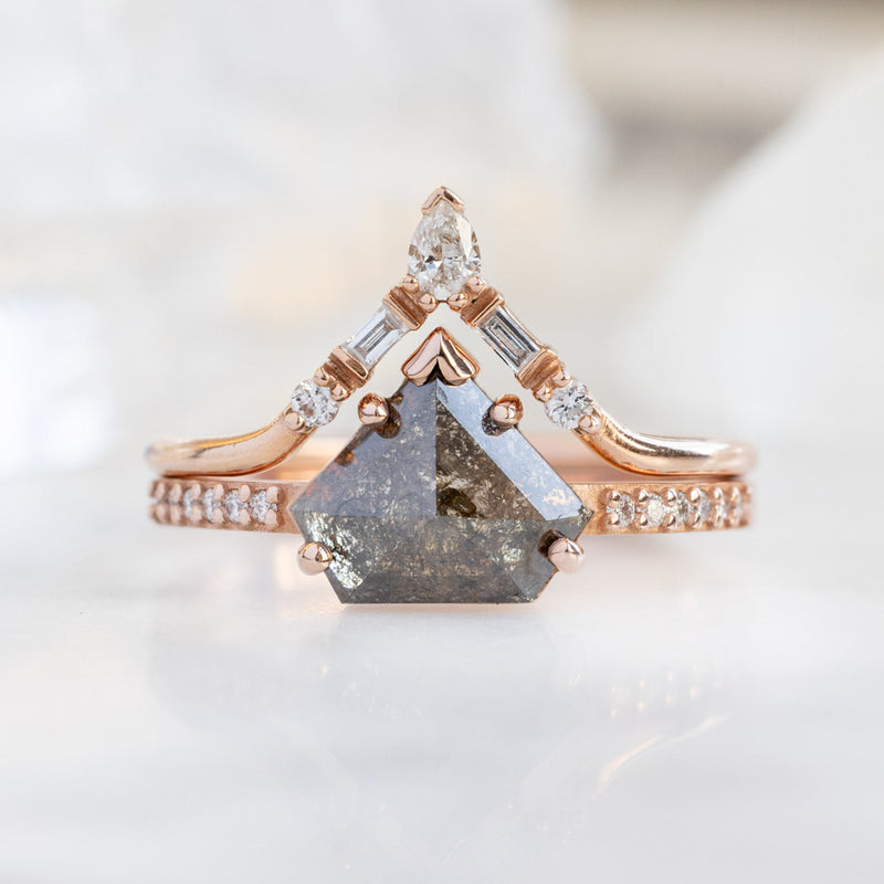 The Willow Ring | 1.10ct Shield Black Diamond in 14K Rose Gold