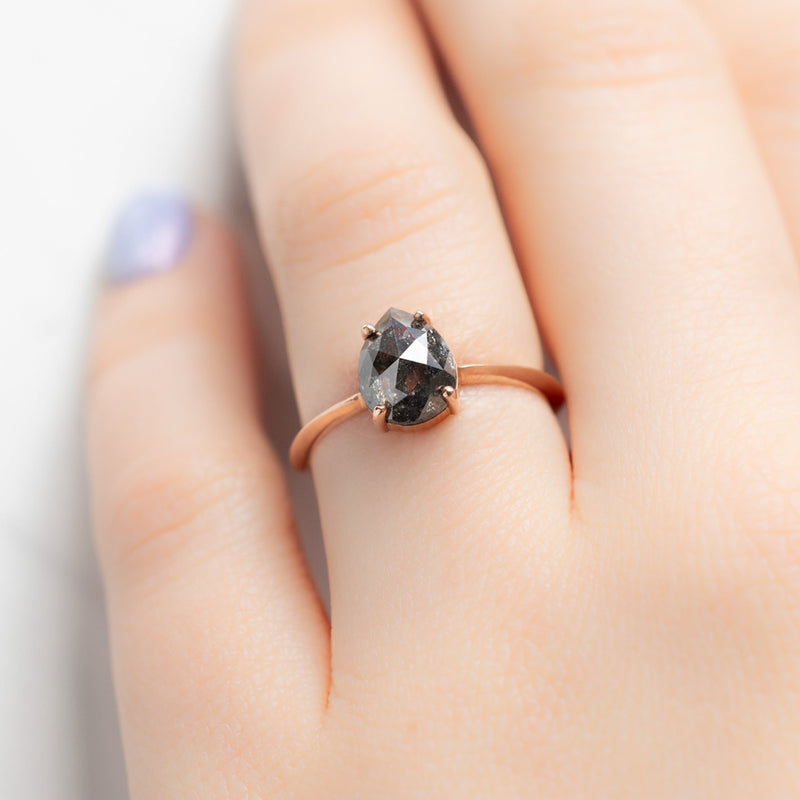 The Bryn Ring | 1.38ct Pear Black Diamond in 14K Rose Gold