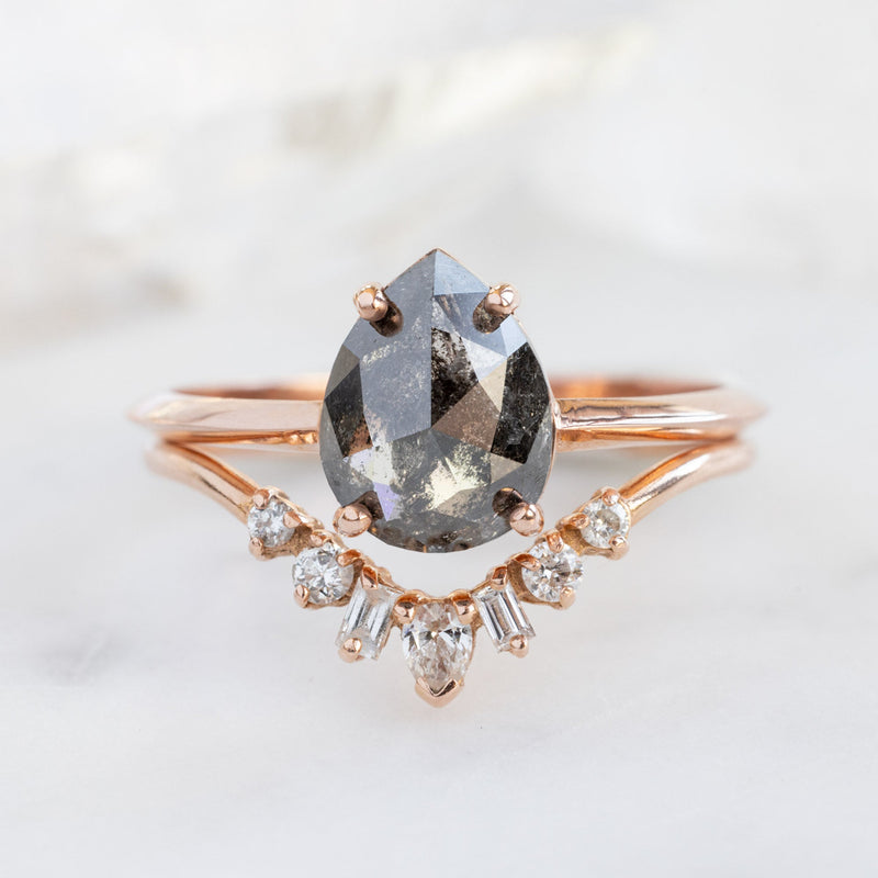 The Bryn Ring | 1.38ct Pear Black Diamond in 14K Rose Gold