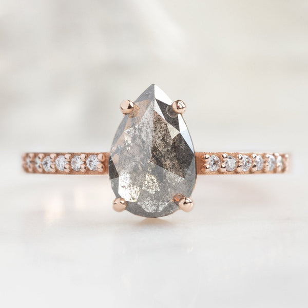 The Willow Ring | 1.10ct Pear Grey Diamond in 14K Rose Gold