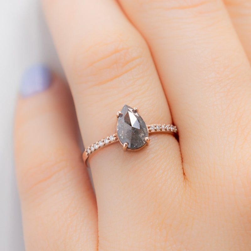 The Willow Ring | 1.10ct Pear Grey Diamond in 14K Rose Gold