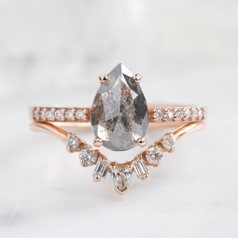 The Willow Ring | 1.10ct Pear Grey Diamond in 14K Rose Gold