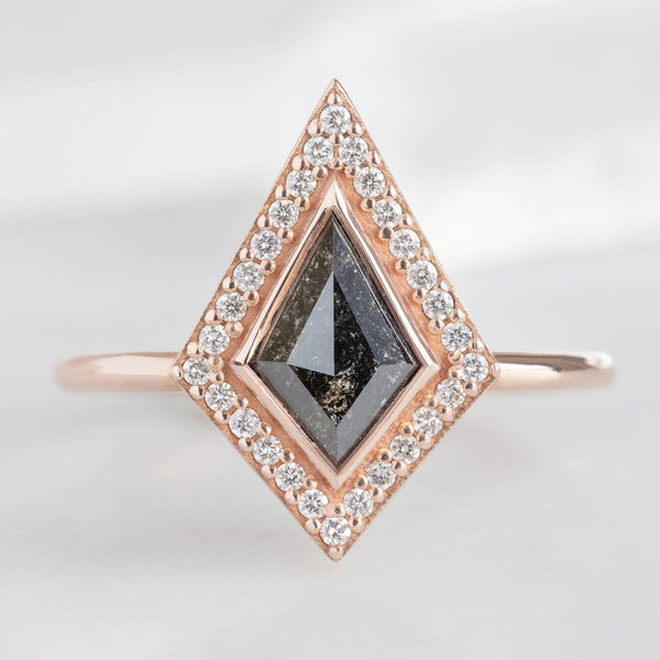 The Dahlia Ring | 0.80ct Kite Black Diamond in 14K Rose Gold