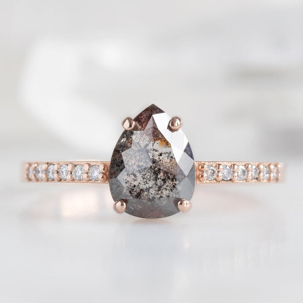 The Willow Ring | 0.99ct Pear Black Diamond in 14K Rose Gold