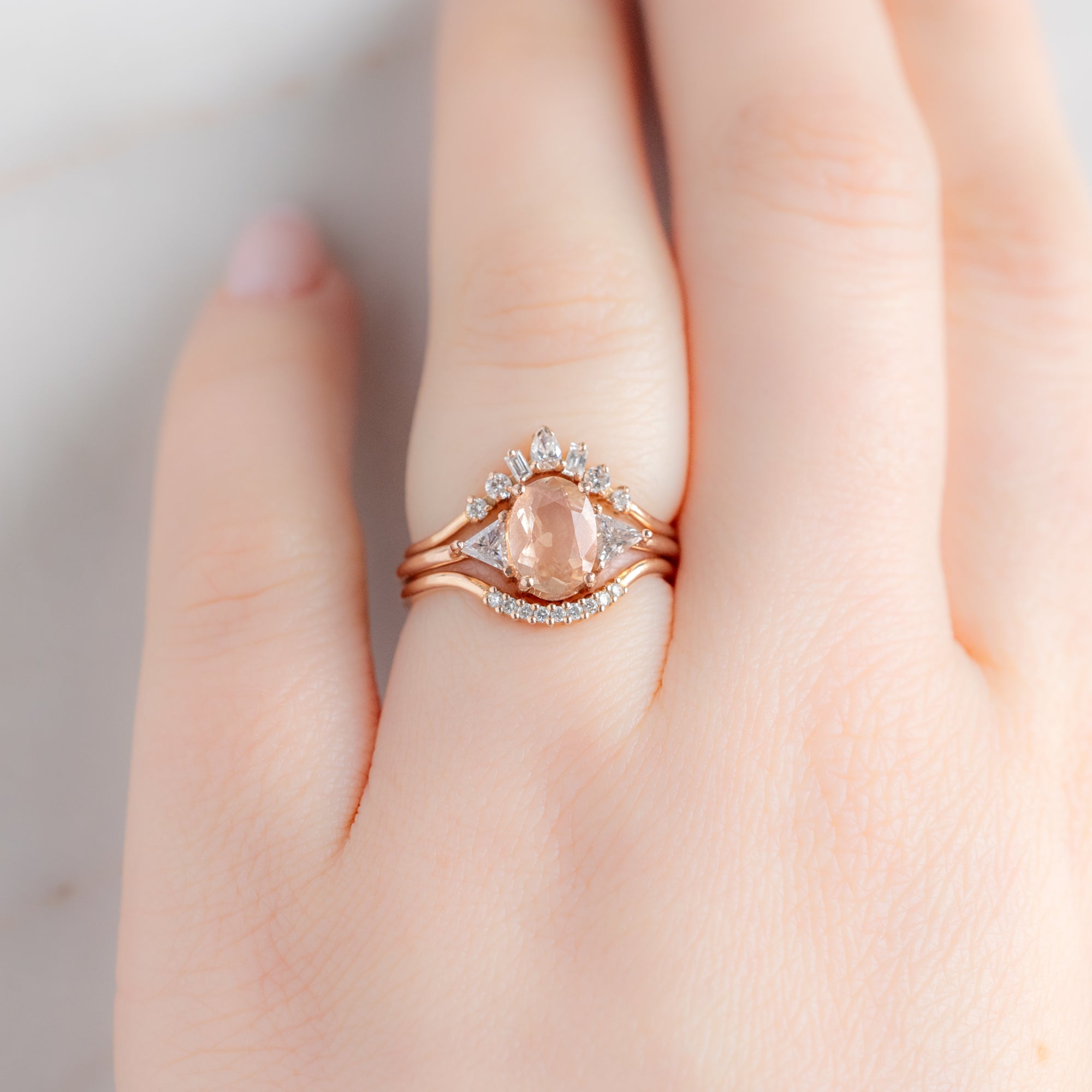 buy:one-of-a-kind-geometric-white-diamond-sunburst-stacking-band-14k-or-18k-rose-gold,the-jade-ring-0-95ct-oval-sunstone-in-14k-rose-gold,one-of-a-kind-white-diamond-pave-arc-stacking-band-14k-or-18k-rose-gold