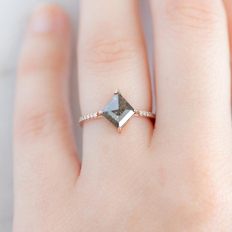 The Willow Ring | 1.21ct Kite Salt and Pepper Diamond in 14K Rose Gold