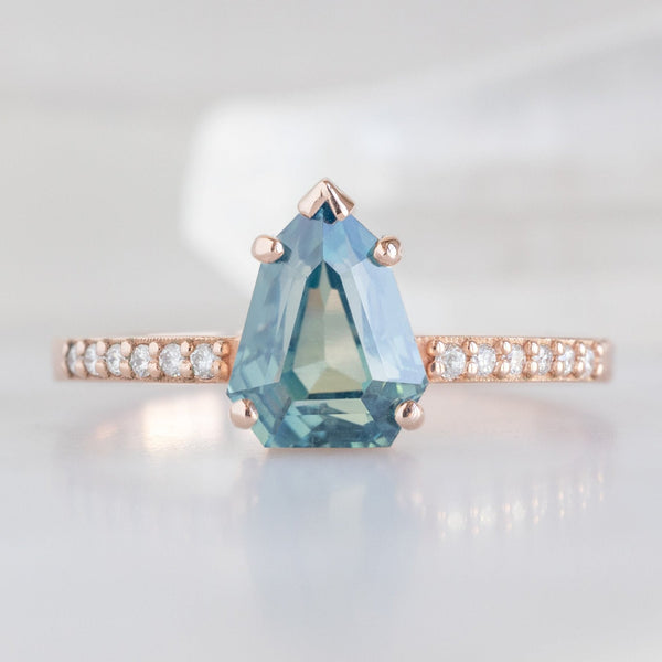 The Willow Ring | 1.67ct Geometric Montana Sapphire in 14K Rose Gold