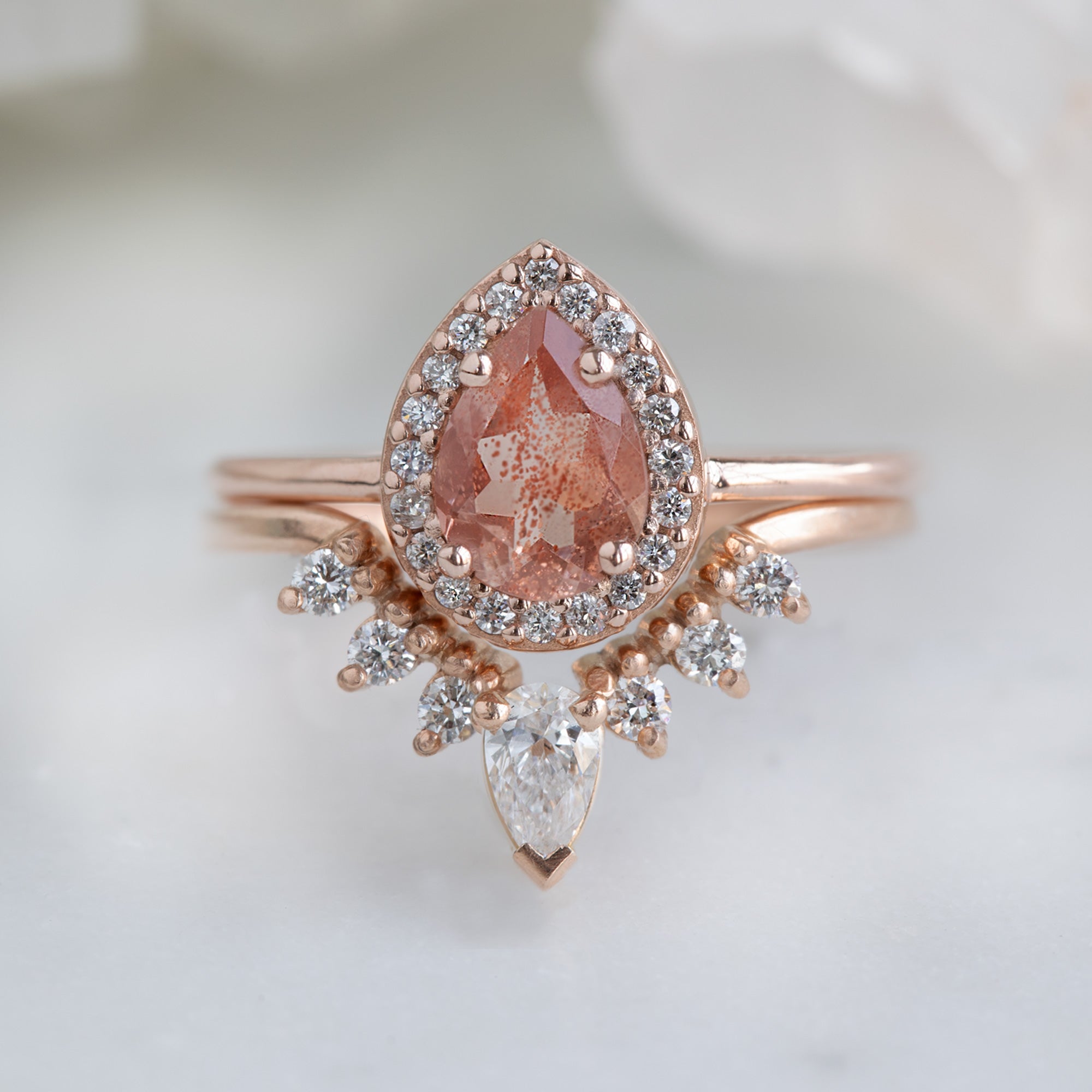 The Dahlia Ring | 0.60ct Pear Sunstone in 14K Rose Gold