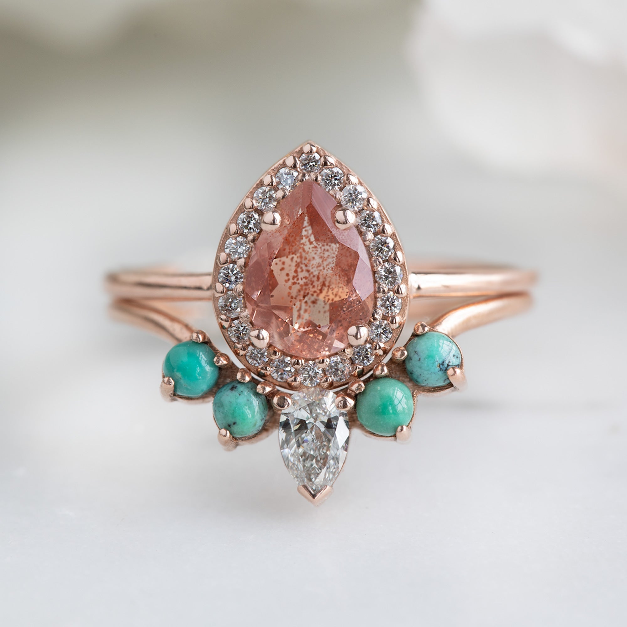 The Dahlia Ring | 0.60ct Pear Sunstone in 14K Rose Gold